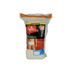 Vintage Hanes Briefs Medium Mens White 6 Pack Tagless Underwear